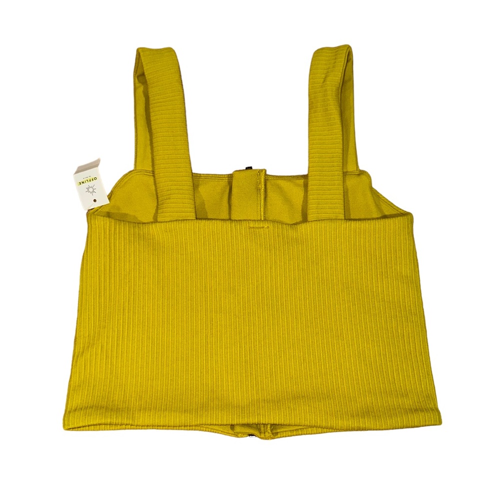 NWT Offline by Aerie Zipper Cropped Top Neon Green Yellow Size Medium - Picture 2 of 5